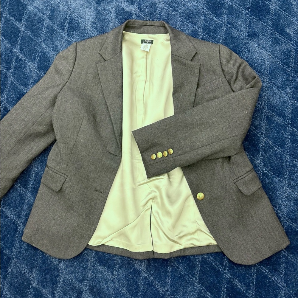 J. Crew Gray Blazer with Gold Buttons